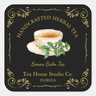 Vintage Lemon Balm Tea Square Label