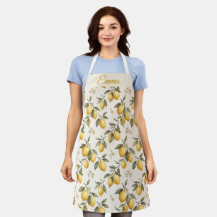 Vintage Lemon Blossom – Elegant Botanical Citrus Apron