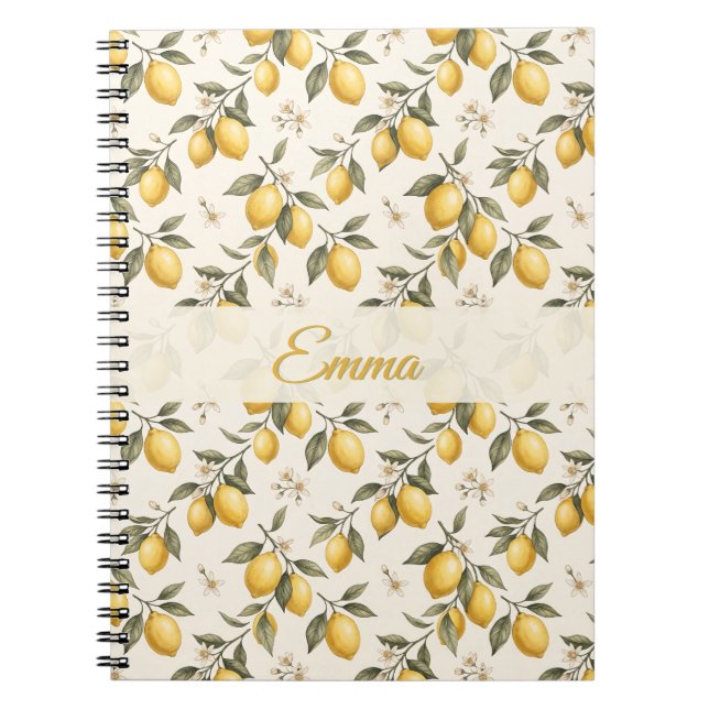 Vintage Lemon Blossom – Elegant Botanical Citrus  Notebook (Front)