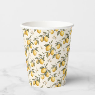 Vintage Lemon Blossom – Elegant Botanical Citrus Paper Cups