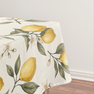 Vintage Lemon Blossom – Elegant Botanical Citrus Tablecloth