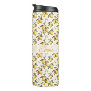 Vintage Lemon Blossom – Elegant Botanical Citrus  Thermal Tumbler