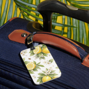 Vintage Lemon Blossom Pattern Cottagecore Citrus Luggage Tag