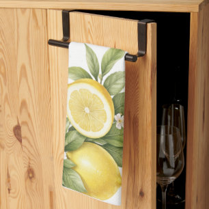 Vintage Lemon Blossom Pattern   Cottagecore Citrus Tea Towel