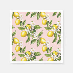 Vintage Lemon & Blossom Pattern on Pink (2) Napkin