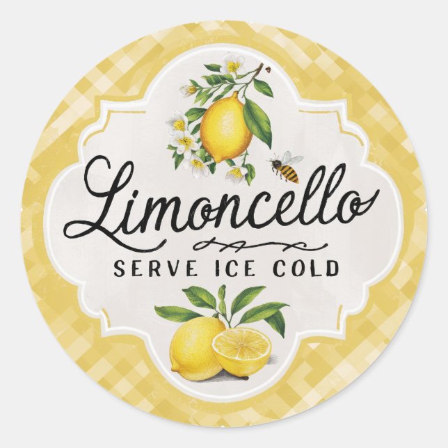 Vintage Lemon Classic Round Sticker (Front)