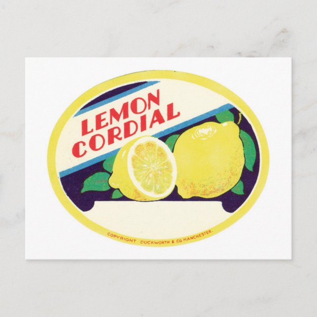 Vintage Lemon Cordial Label Postcard (Front)