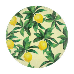 Vintage lemon, decorative seamless pattern cutting board