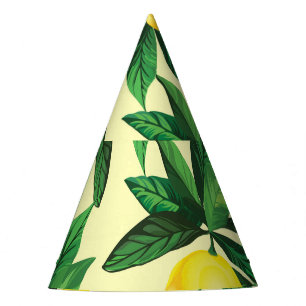 Vintage lemon, decorative seamless pattern party hat