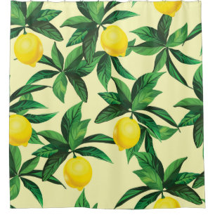 Vintage lemon, decorative seamless pattern shower curtain