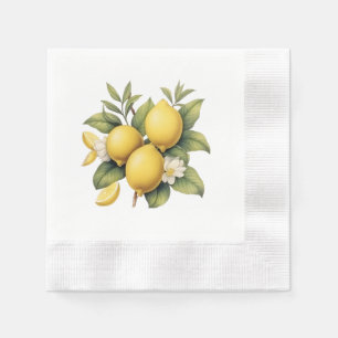 Vintage Lemon Flower Yellow Kitchen Napkin