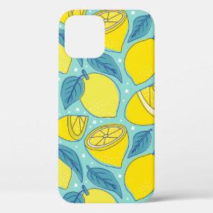 Vintage lemon fresh tropical fruit seamless patter iPhone 12 case