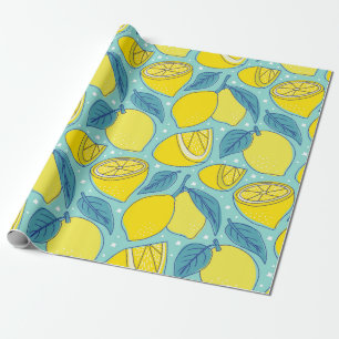 Vintage lemon fresh tropical fruit seamless patter wrapping paper