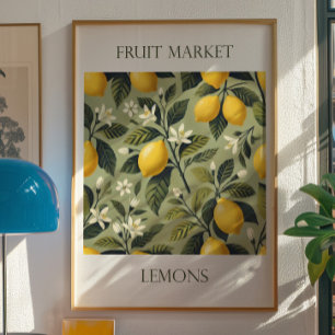 Vintage Lemon Fruit Market Print Botanical Art