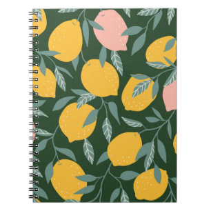 Vintage Lemon Fruit Seamless Pattern Notebook
