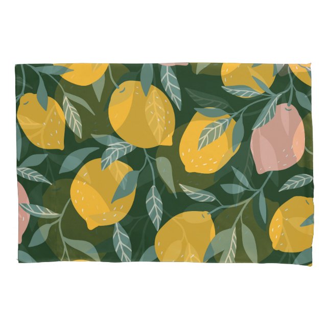 Vintage Lemon Fruit Seamless Pattern Pillowcase (Front)