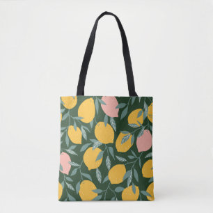Vintage Lemon Fruit Seamless Pattern Tote Bag