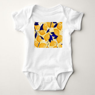Vintage lemon fruits: food pattern. baby bodysuit