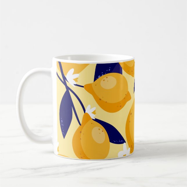 Vintage lemon fruits: food pattern. coffee mug (Left)