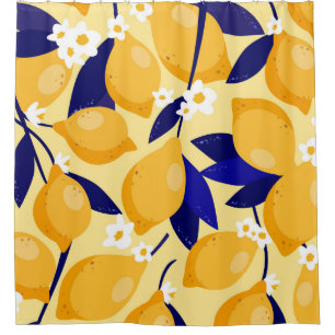 Vintage lemon fruits: food pattern. shower curtain