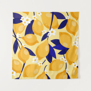 Vintage lemon fruits: food pattern. tapestry