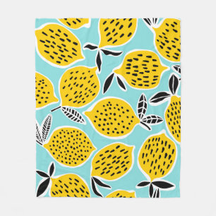 Vintage Lemon: Hand-Drawn Seamless Pattern Fleece Blanket