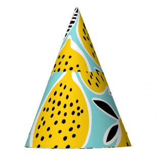 Vintage Lemon: Hand-Drawn Seamless Pattern Party Hat
