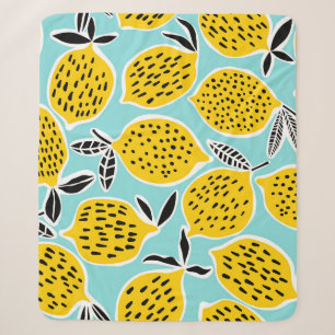 Vintage Lemon: Hand-Drawn Seamless Pattern Sherpa Blanket