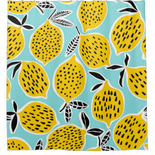 Vintage Lemon: Hand-Drawn Seamless Pattern Shower Curtain
