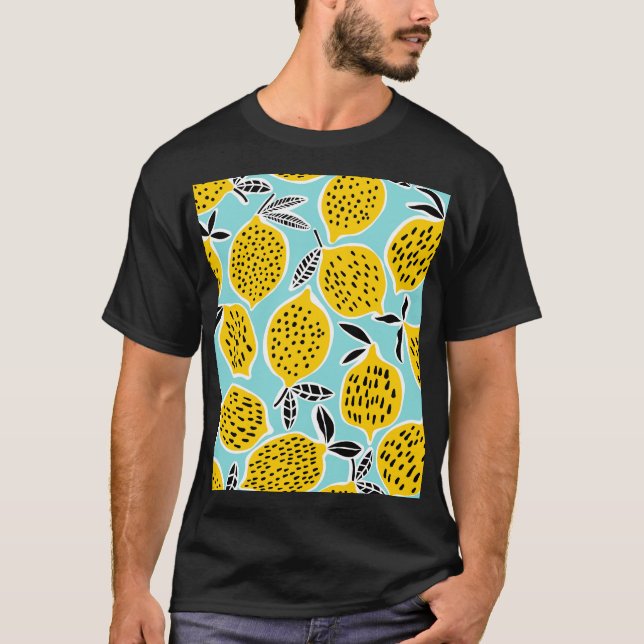 Vintage Lemon: Hand-Drawn Seamless Pattern T-Shirt (Front)