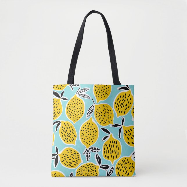 Vintage Lemon: Hand-Drawn Seamless Pattern Tote Bag (Front)