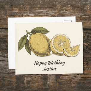 Vintage Lemon Illustration Postcard