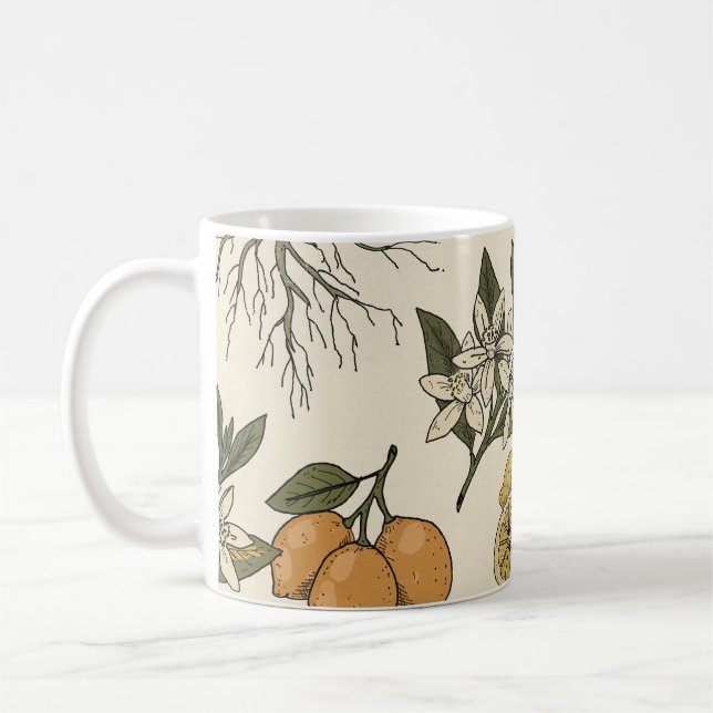 Vintage Lemon Pattern Coffee Mug (Left)