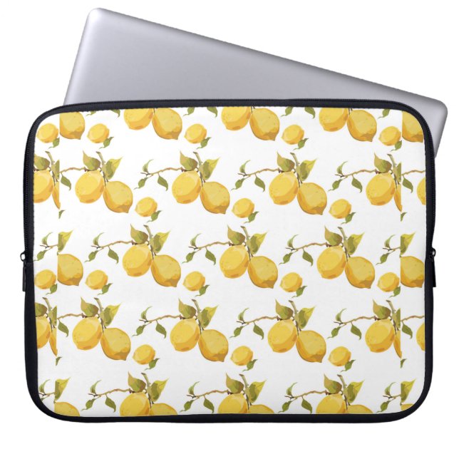 Vintage lemon pattern laptop sleeve (Front)