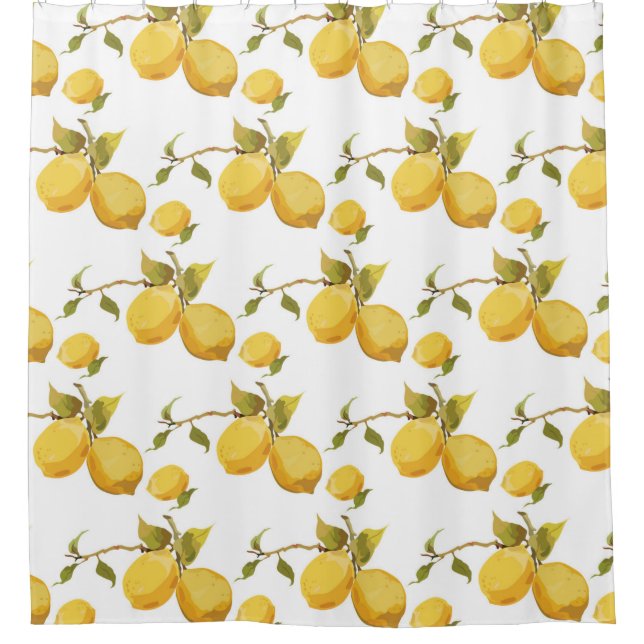 Vintage lemon pattern shower curtain (Front)