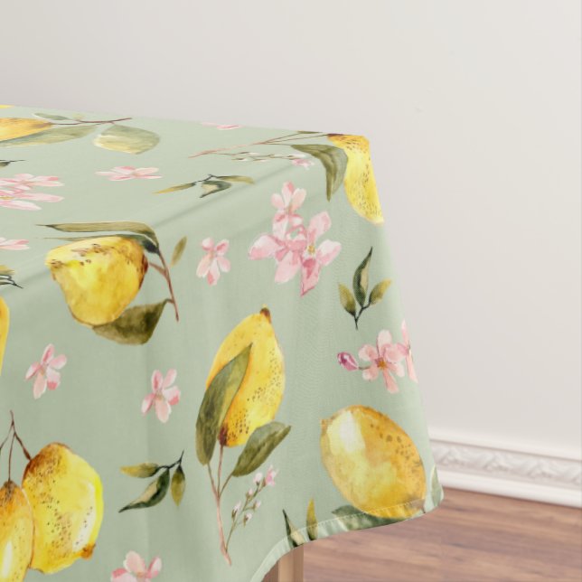 Vintage Lemon Pattern Tablecloth (In Situ)