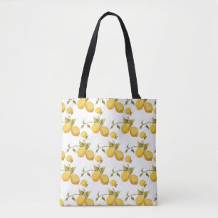 Vintage lemon pattern tote bag