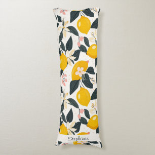 Vintage Lemon & Pink Blossom Pattern Body Cushion