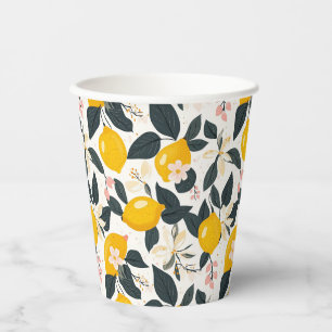Vintage Lemon & Pink Blossom Pattern Paper Cups