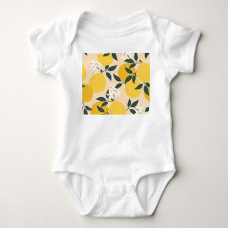 Vintage Lemon: Seamless Fruit Texture. Baby Bodysuit