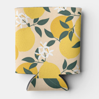 Vintage Lemon: Seamless Fruit Texture. Can Cooler