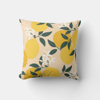 Vintage Lemon: Seamless Fruit Texture. Cushion