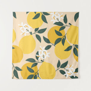 Vintage Lemon: Seamless Fruit Texture. Tapestry