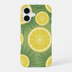 Vintage Lemon Sun Pattern iPhone 16 Case