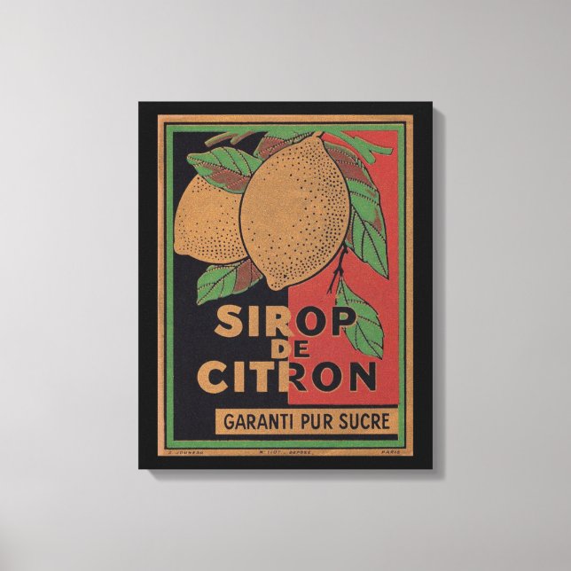 Vintage Lemon Syrup Advertisement Canvas Print (Front)