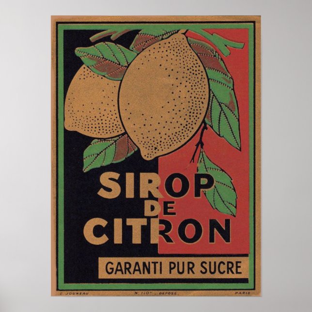 Vintage Lemon Syrup Advertisement Poster (Front)