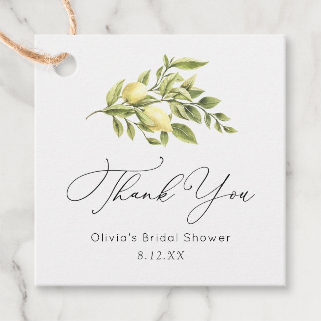 Vintage Lemon Thank you Favour Tag (Front)