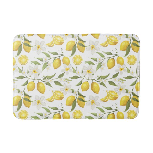 Vintage Lemon Tree Pattern Bath Mat (Front)
