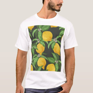 Vintage Lemon Tropical Pattern T-Shirt