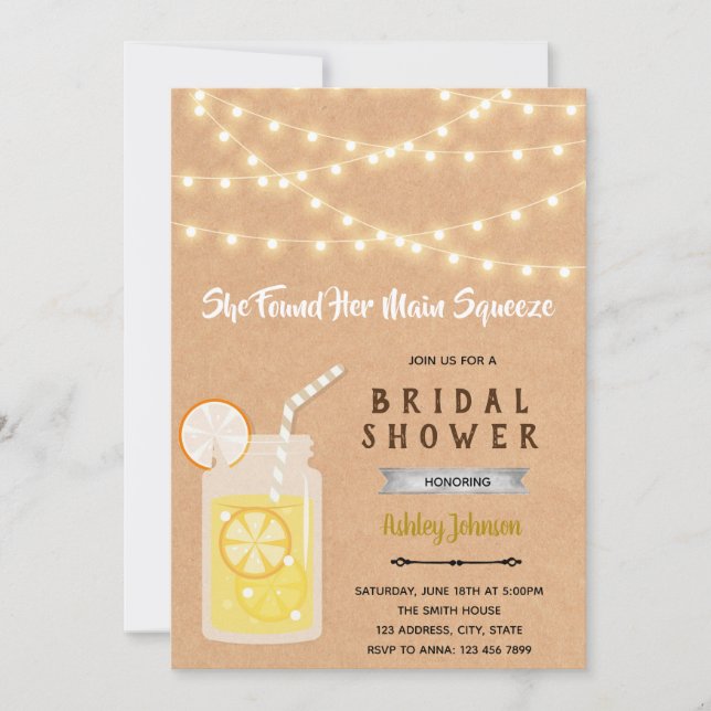 Vintage lemonade mason jar party invitation (Front)